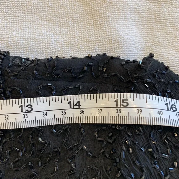 Vintage Patra Petite Black Beaded Silk Evening Jacket Cropped Size PM 80s 90s - Picture 14 of 16